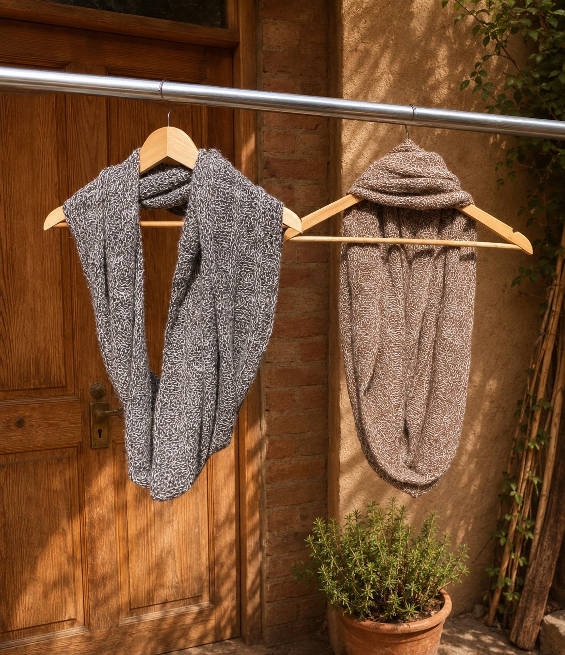 Two fine alpaca infinity scarves